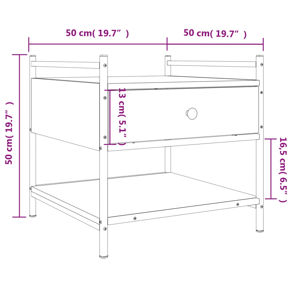 Soffbord sonoma ek 50x50x50 cm