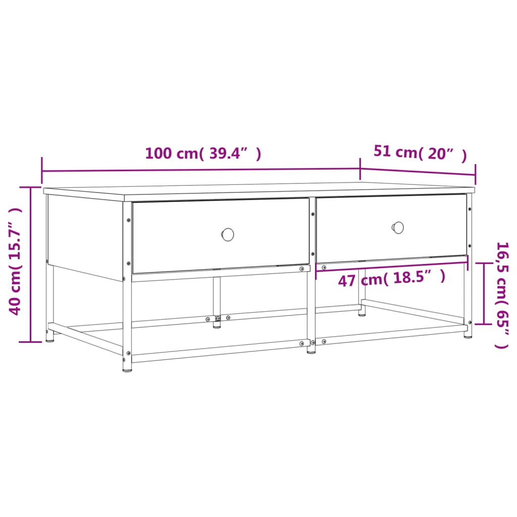 Soffbord brun ek 100x51x40 cm