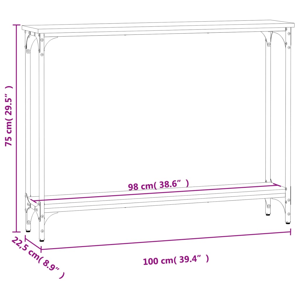 Avlastningsbord konsolbord brun ek 100x22,5x75 cm