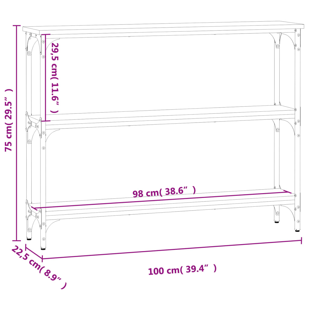 Avlastningsbord konsolbord svart 100x22,5x75 cm