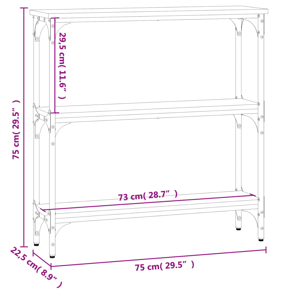 Avlastningsbord konsolbord brun ek 75x22,5x75 cm