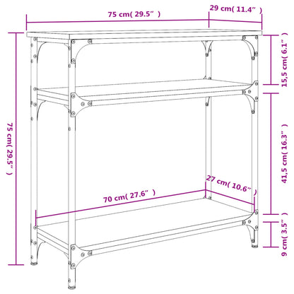 Avlastningsbord konsolbord svart 75x29x75 cm