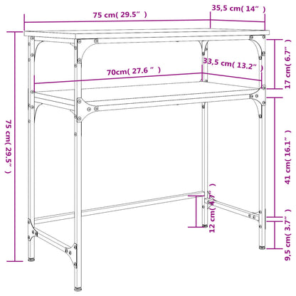 Avlastningsbord konsolbord rökfärgad ek 75x35,5x75 cm