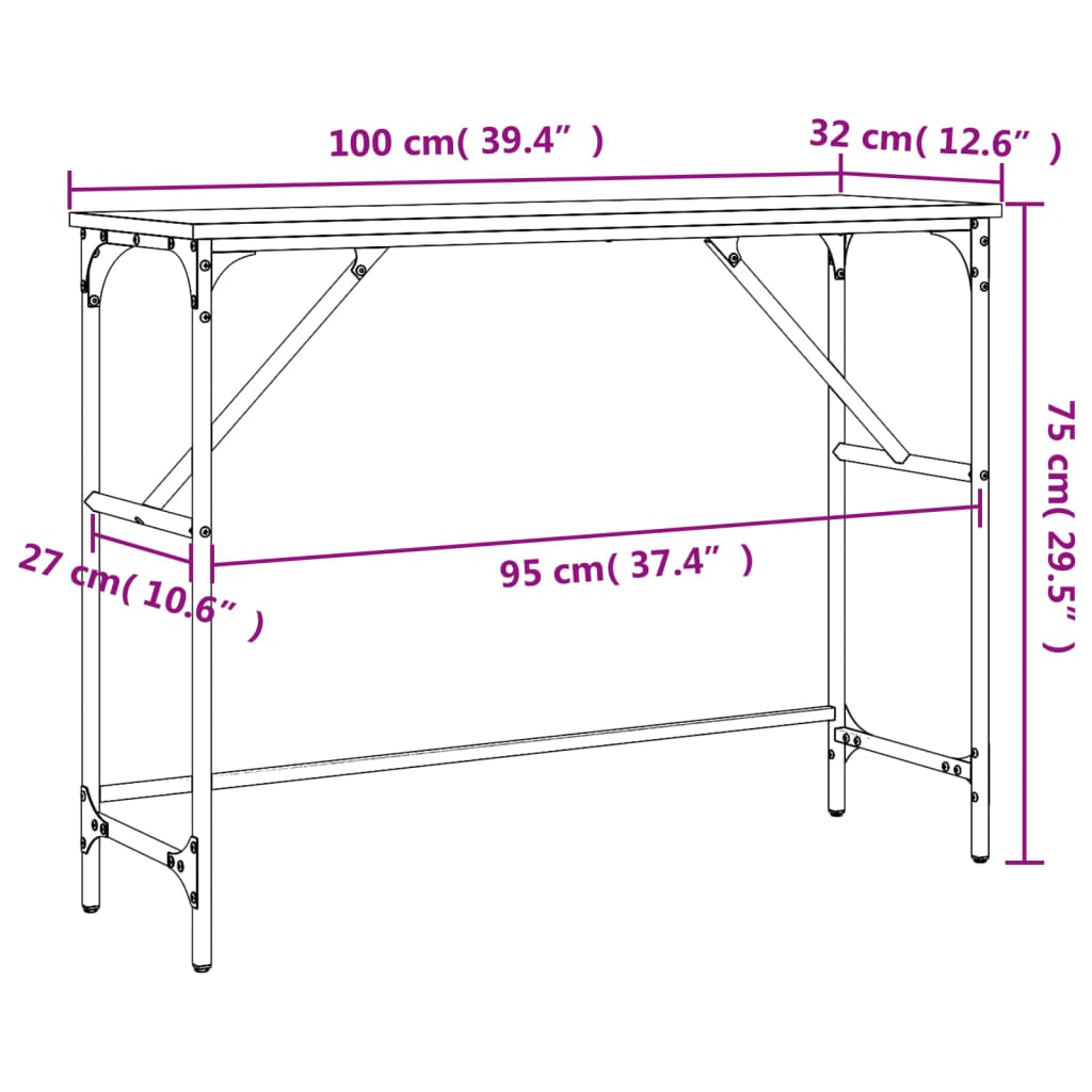 Avlastningsbord konsolbord svart 100x32x75 cm