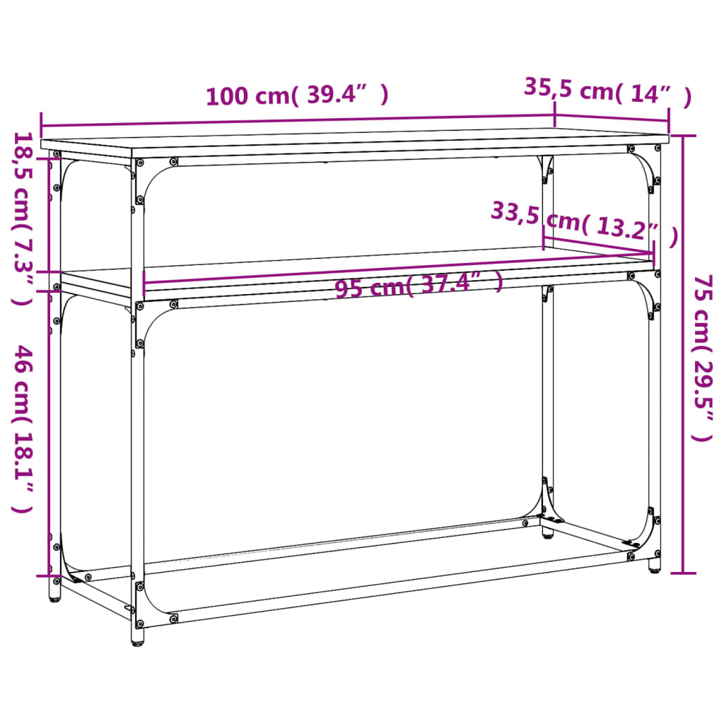 Avlastningsbord konsolbord svart 100x35,5x75 cm