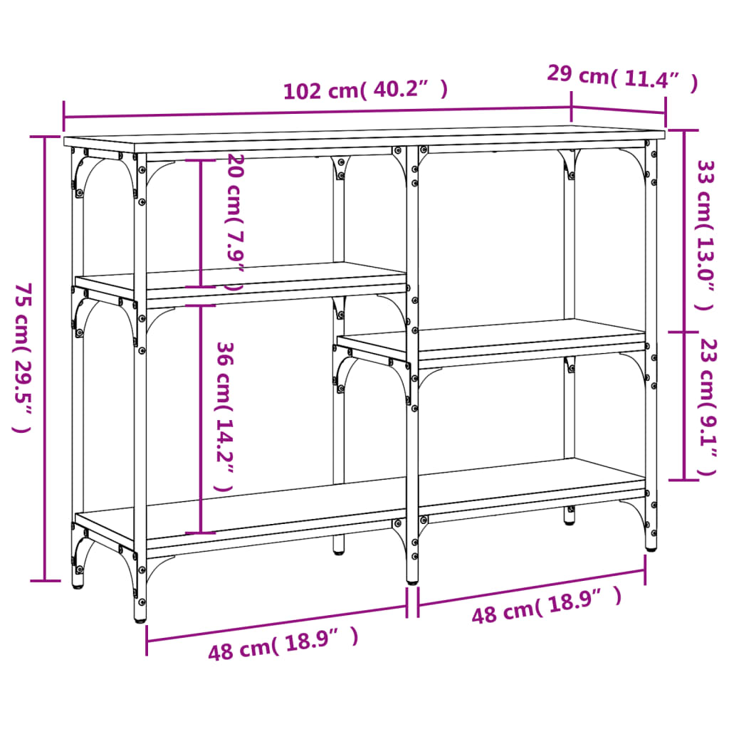 Avlastningsbord konsolbord svart 102x29x75 cm