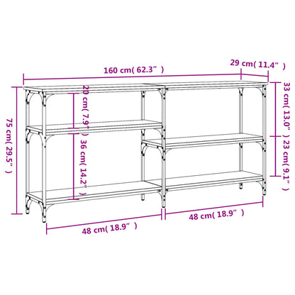 Avlastningsbord konsolbord svart 160x29x75 cm