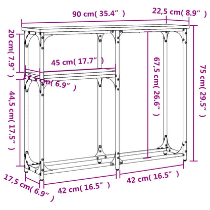 Avlastningsbord konsolbord rökfärgad ek 90x22,5x75 cm