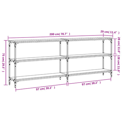 Avlastningsbord konsolbord brun ek 200x29x75 cm