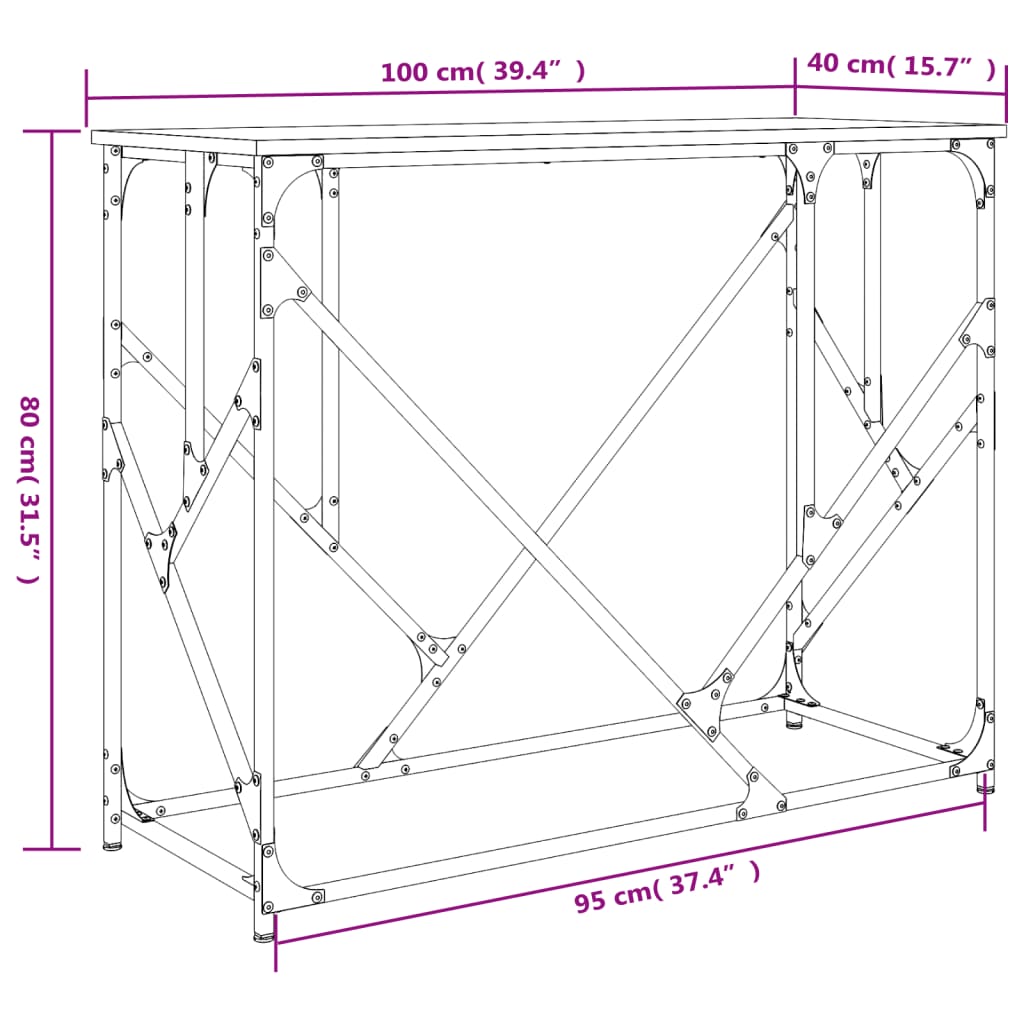 Avlastningsbord konsolbord svart 100x40x80 cm