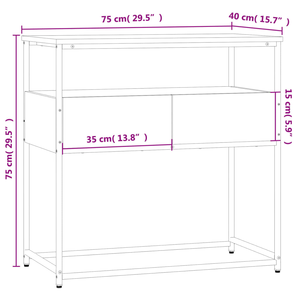 Avlastningsbord konsolbord rökfärgad ek 75x40x75 cm