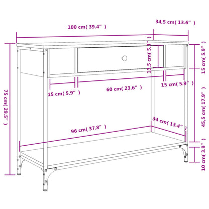 Avlastningsbord konsolbord rökfärgad ek 100x34,5x75 cm