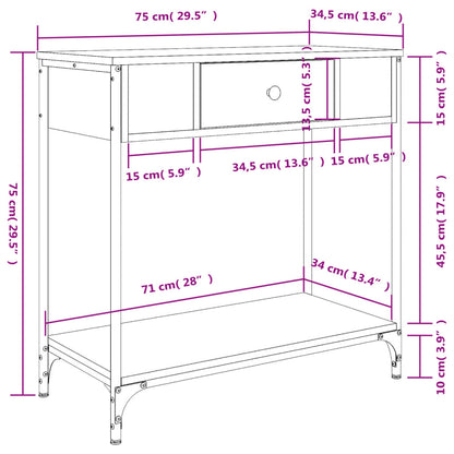 Avlastningsbord konsolbord rökfärgad ek 75x34,5x75 cm