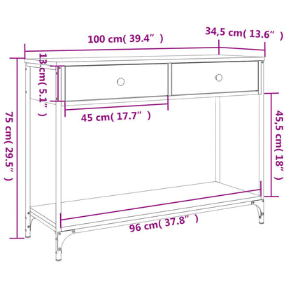 Avlastningsbord konsolbord brun ek 100x34,5x75 cm