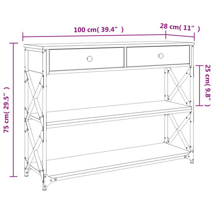 Avlastningsbord konsolbord brun ek 100x28x75 cm