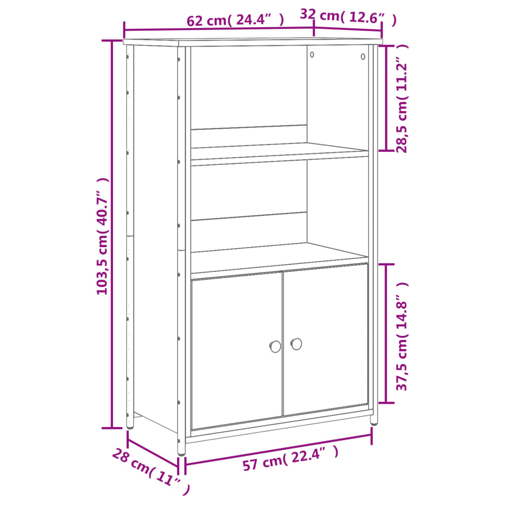 Skåp sonoma ek 62x32x103,5 cm