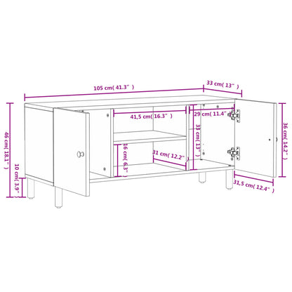 TV-möbel massiv trä mangoträ TV-bänk svart 105x33x46 cm