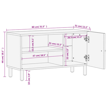 TV-möbel massiv trä mangoträ TV-bänk svart 80x31x46 cm