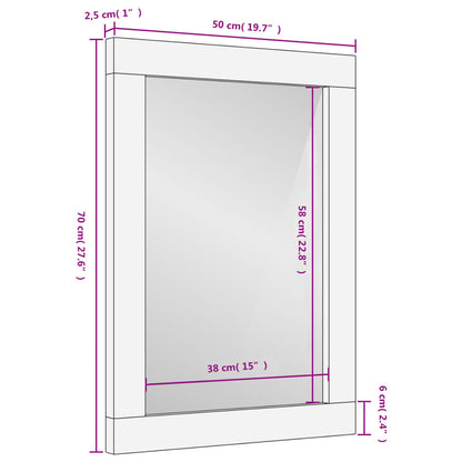 Badrumsspegel svart 50x70x2,5 cm massivt mangoträ och glas