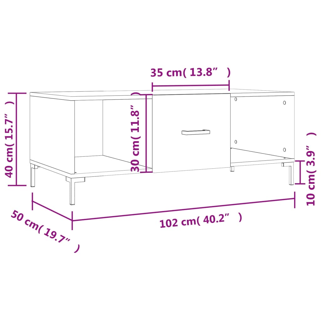 Soffbord sonoma ek 102x50x40 cm