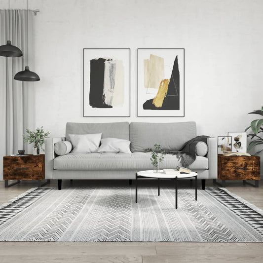 Soffbord Rökfärgad Ek 2 st 50x50x40 cm