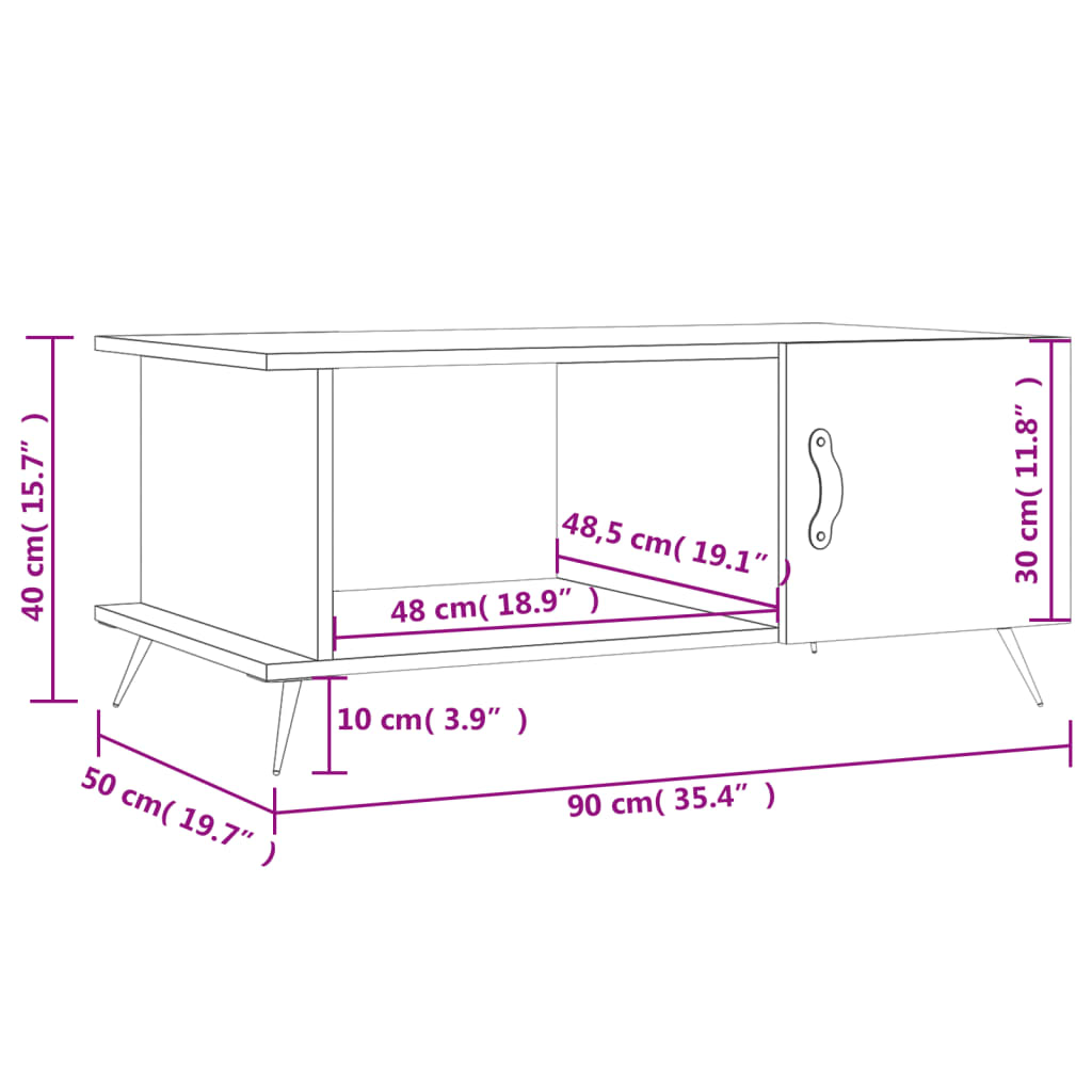 Soffbord sonoma ek 90x50x40 cm