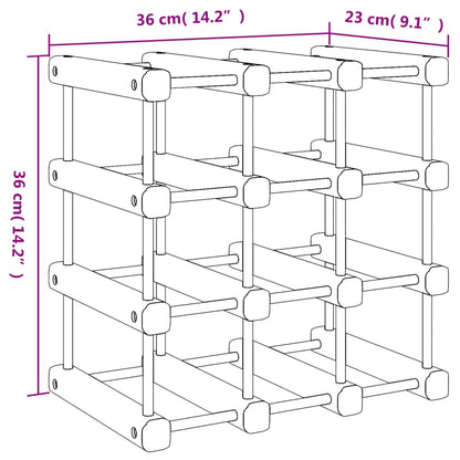 Viiniteline 12 pullolle 36x23x36 cm massiivimäntyä