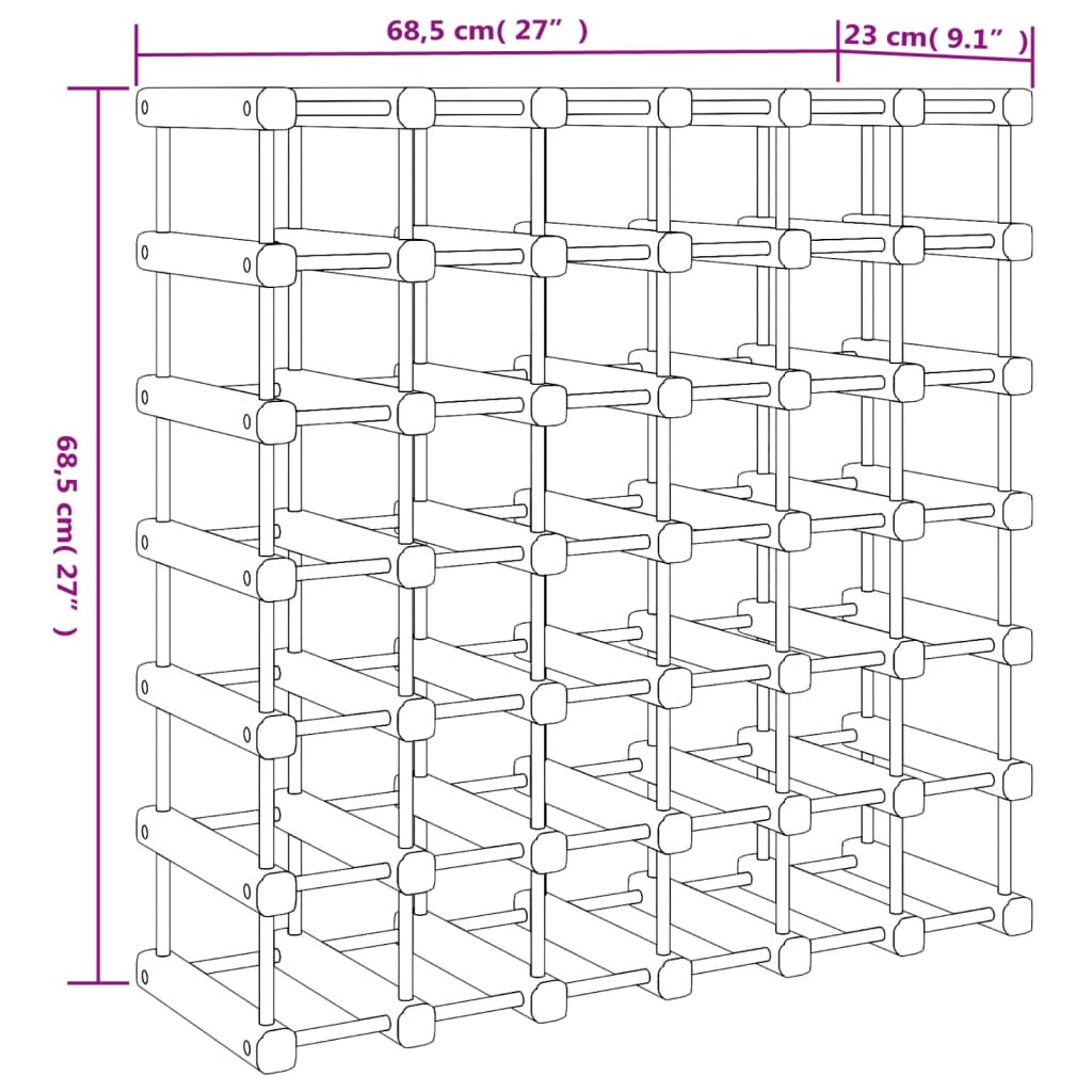 Viiniteline 42 pullolle 68,5x23x68,5 cm massiivimäntyä