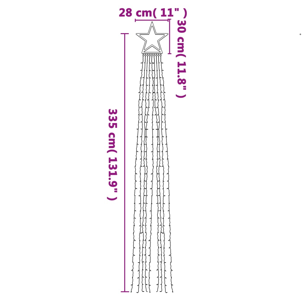 Joulukuusen valaistus 320 LED värikäs 375 cm