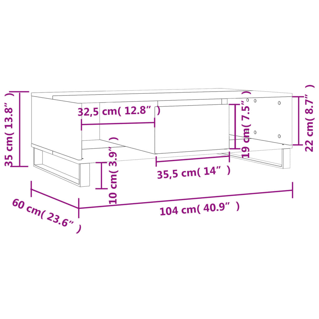 Soffbord sonoma ek 104x60x35 cm