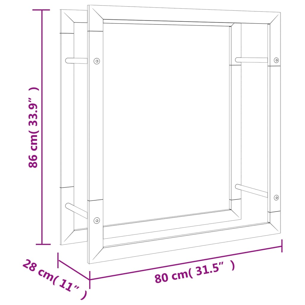 Vedställ 80x28x86 cm rostfritt stål