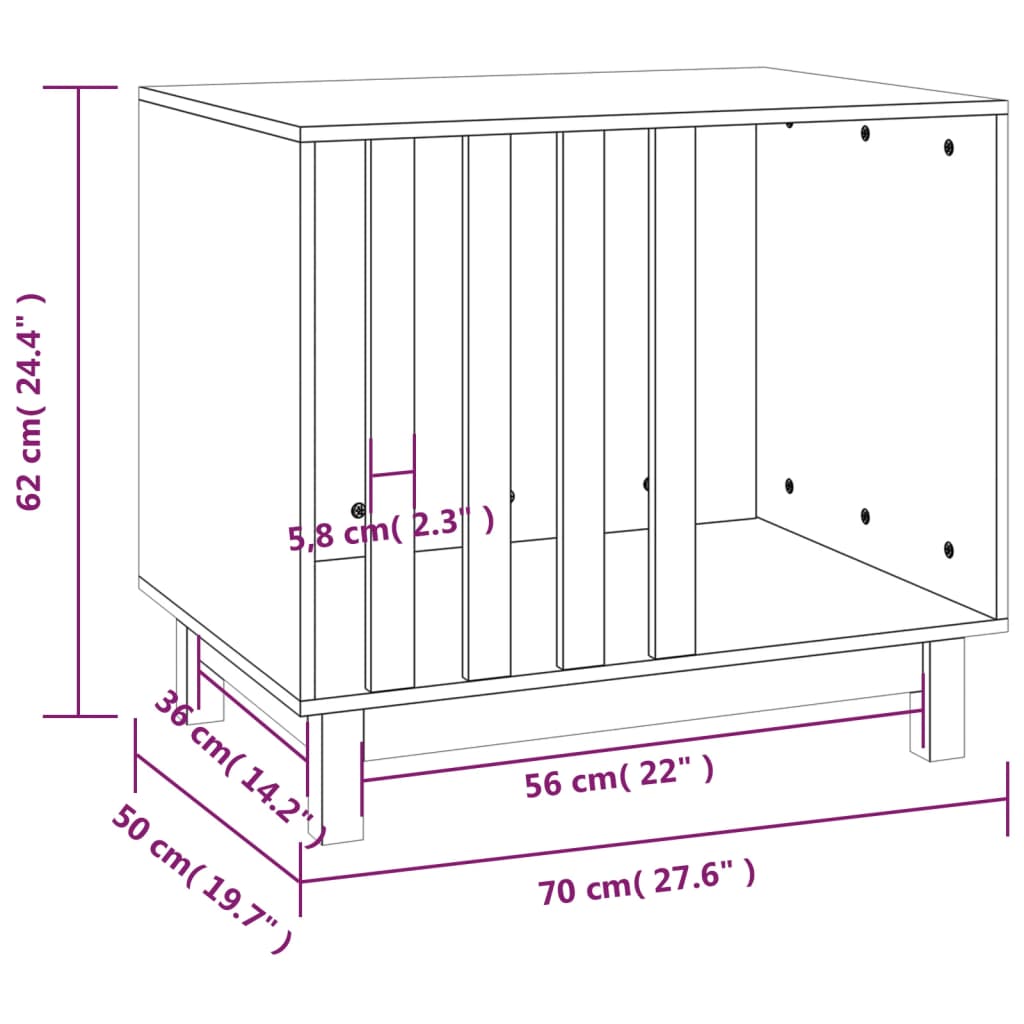 Koiratalo musta 70x50x62 massiivimänty