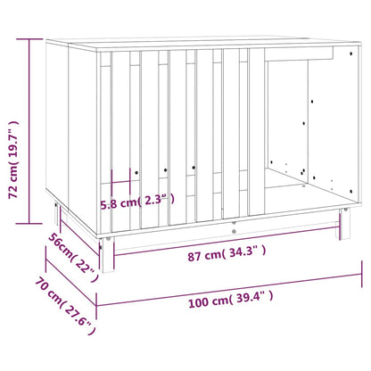 Hundkoja vit 100x70x72 cm massiv furu