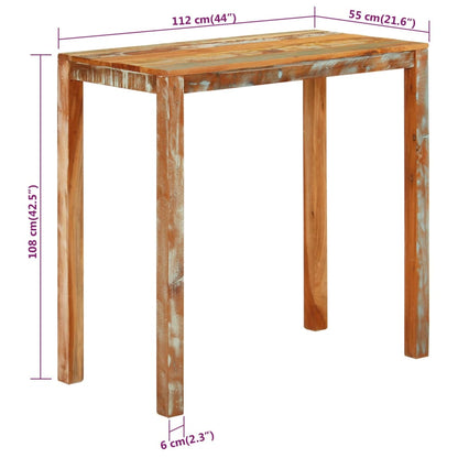 Baaripöytä 112x55x108 cm massiivi kierrätyspuuta