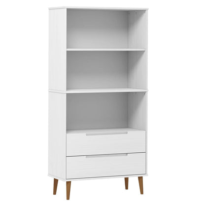 Bokhylla vit möbelserie MOLDE 85x35x170,5 cm massiv furu