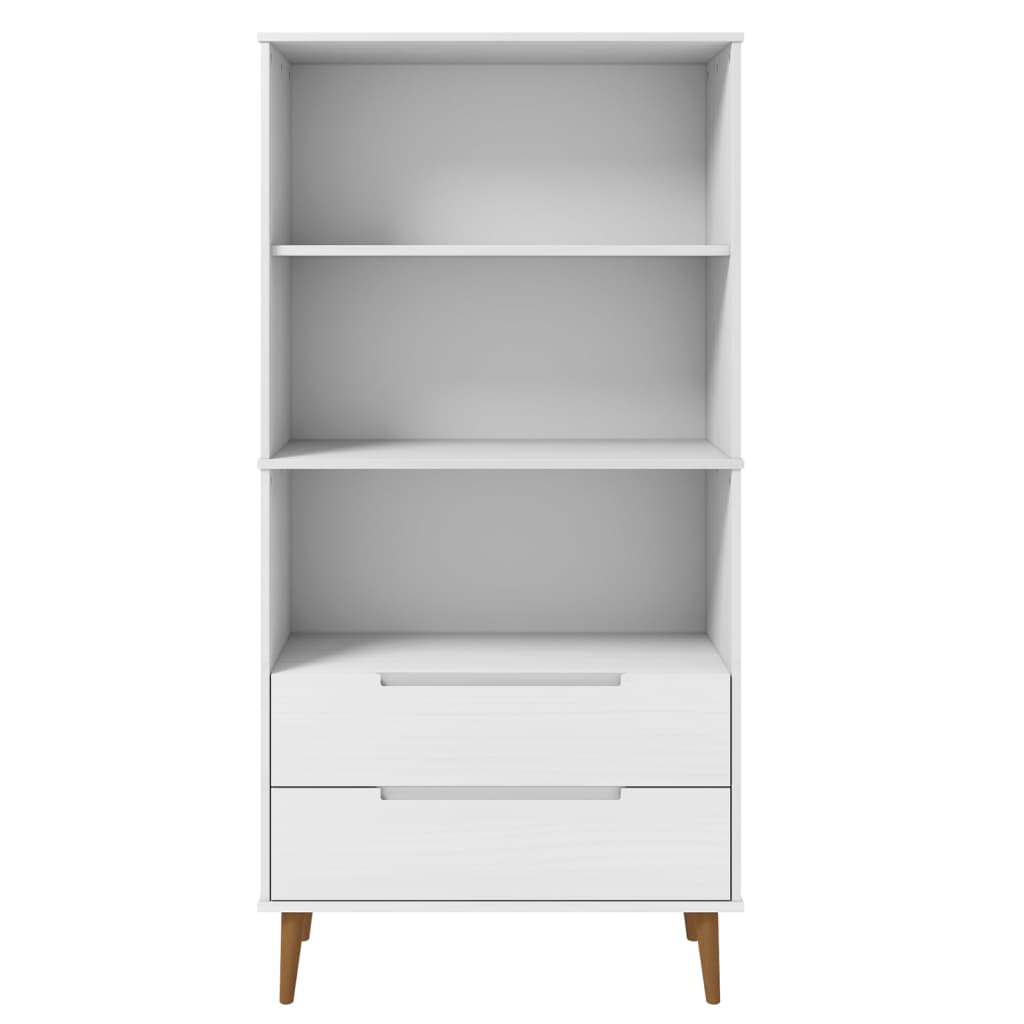 Bokhylla vit möbelserie MOLDE 85x35x170,5 cm massiv furu