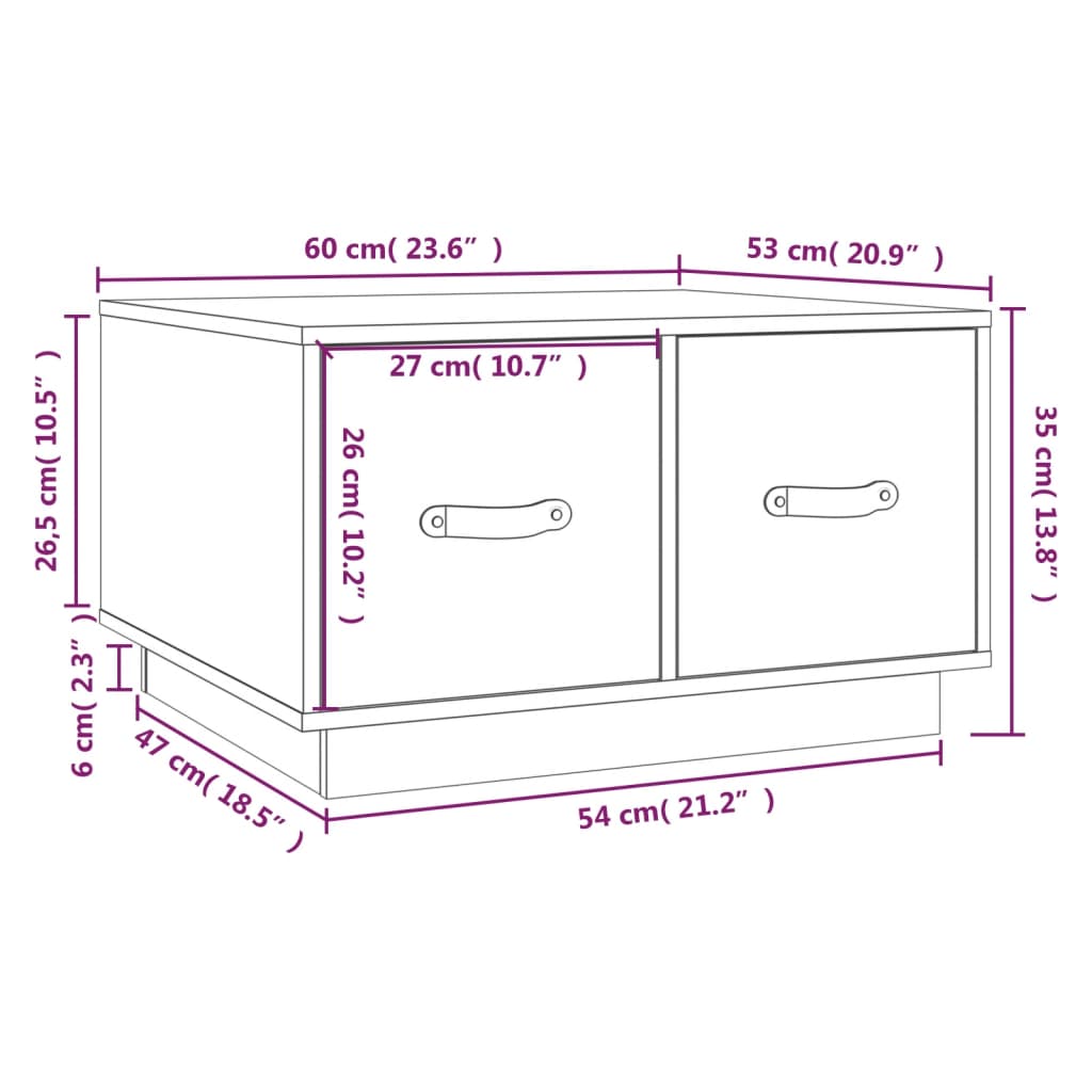 Soffbord brun 60x53x35 cm furu