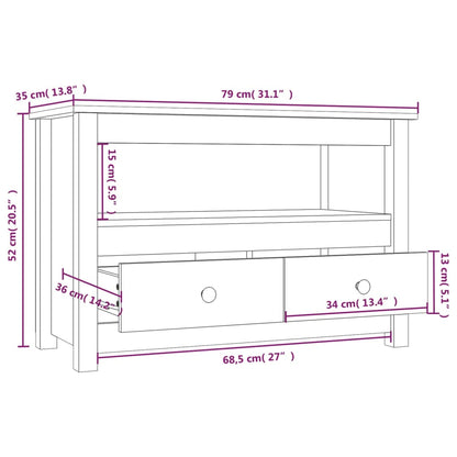 TV-möbel grå massiv trä furu TV-bänk 79x35x52 cm