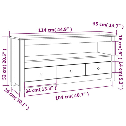 TV-möbel grå massiv trä furu TV-bänk 114x35x52 cm