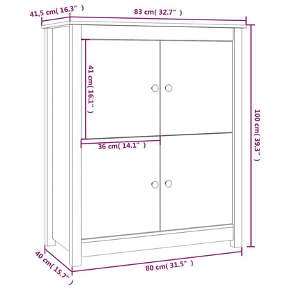 Skänk vit 83x41,5x100 cm massiv trä furu