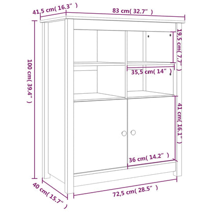 Skänk svart 83x41,5x100 cm massiv trä furu