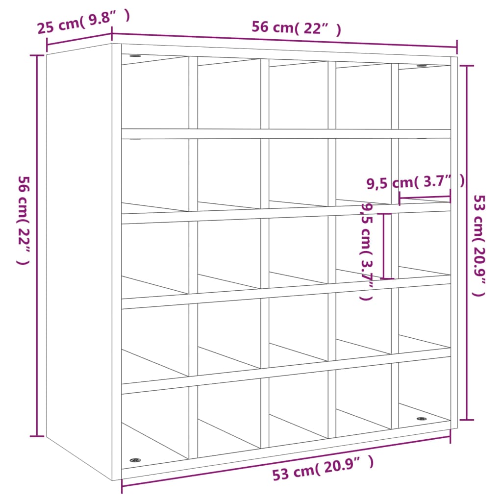 Vinställ Vinskåp svart 56x25x56 cm massiv furu