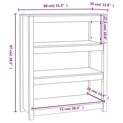 Bokhylla massiv furu natur 80x35x97 cm