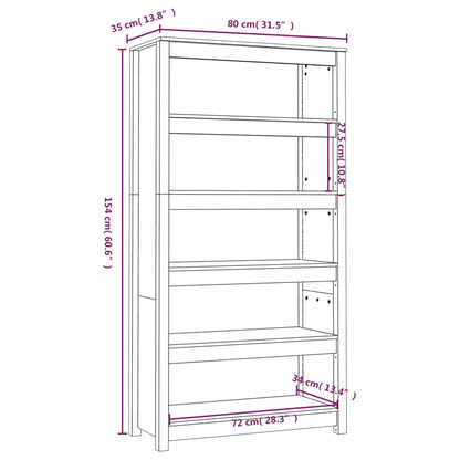 Bokhylla brun 80x35x154 cm massiv furu