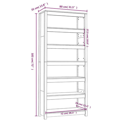 Bokhylla brun 80x35x183 cm massiv furu