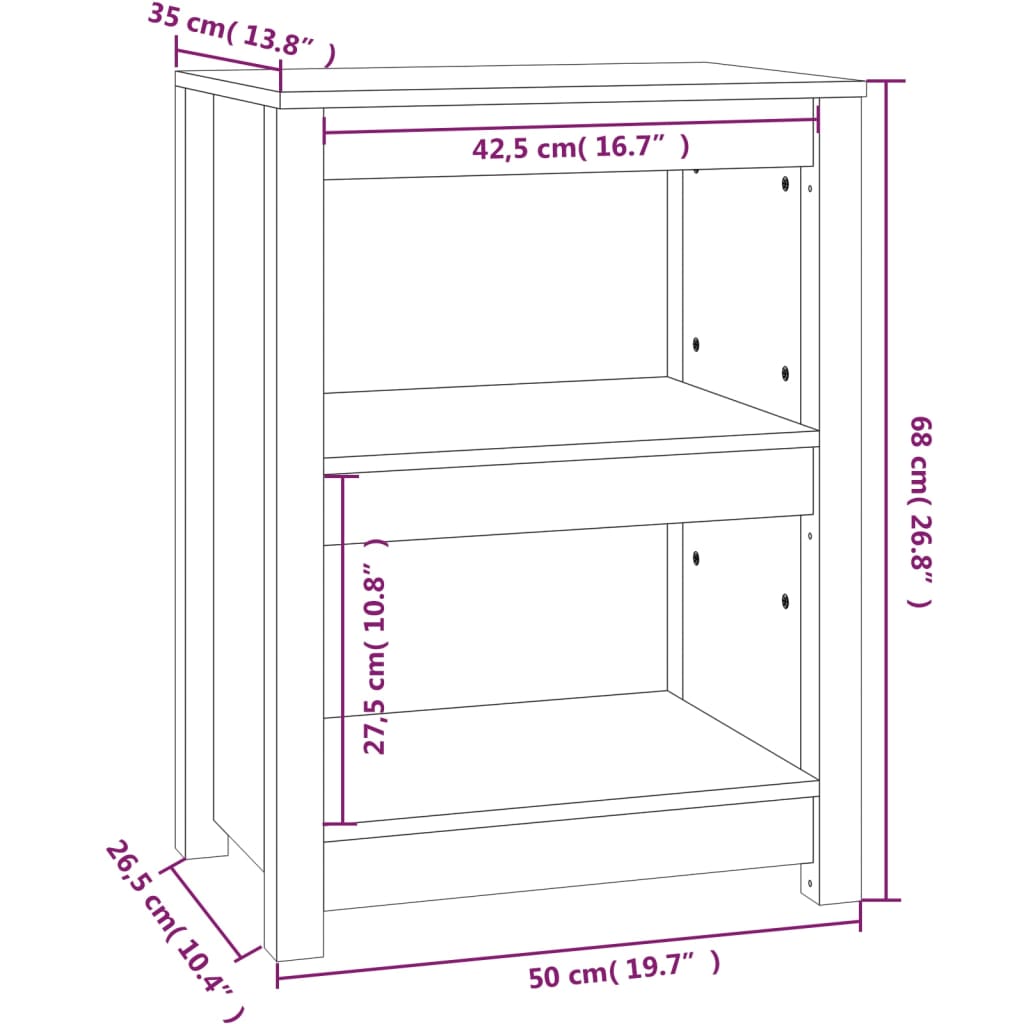 Bokhylla brun 50x35x68 cm massiv furu