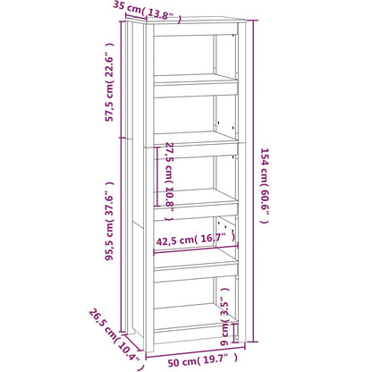 Bokhylla brun 50x35x154 cm massiv furu