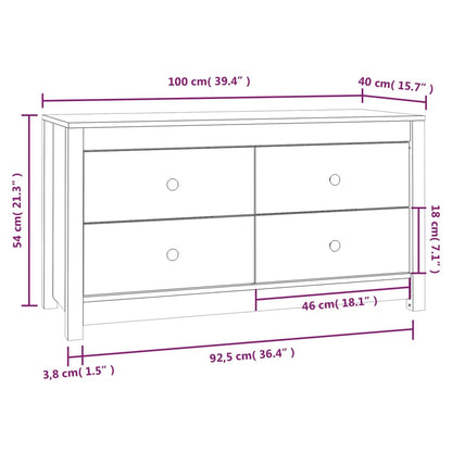 Sidoskåp vit 100x40x54 cm massiv furu