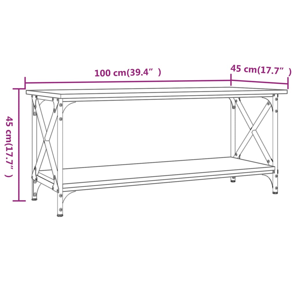 Sohvapöytä musta 100x45x45 cm ja silitysrauta