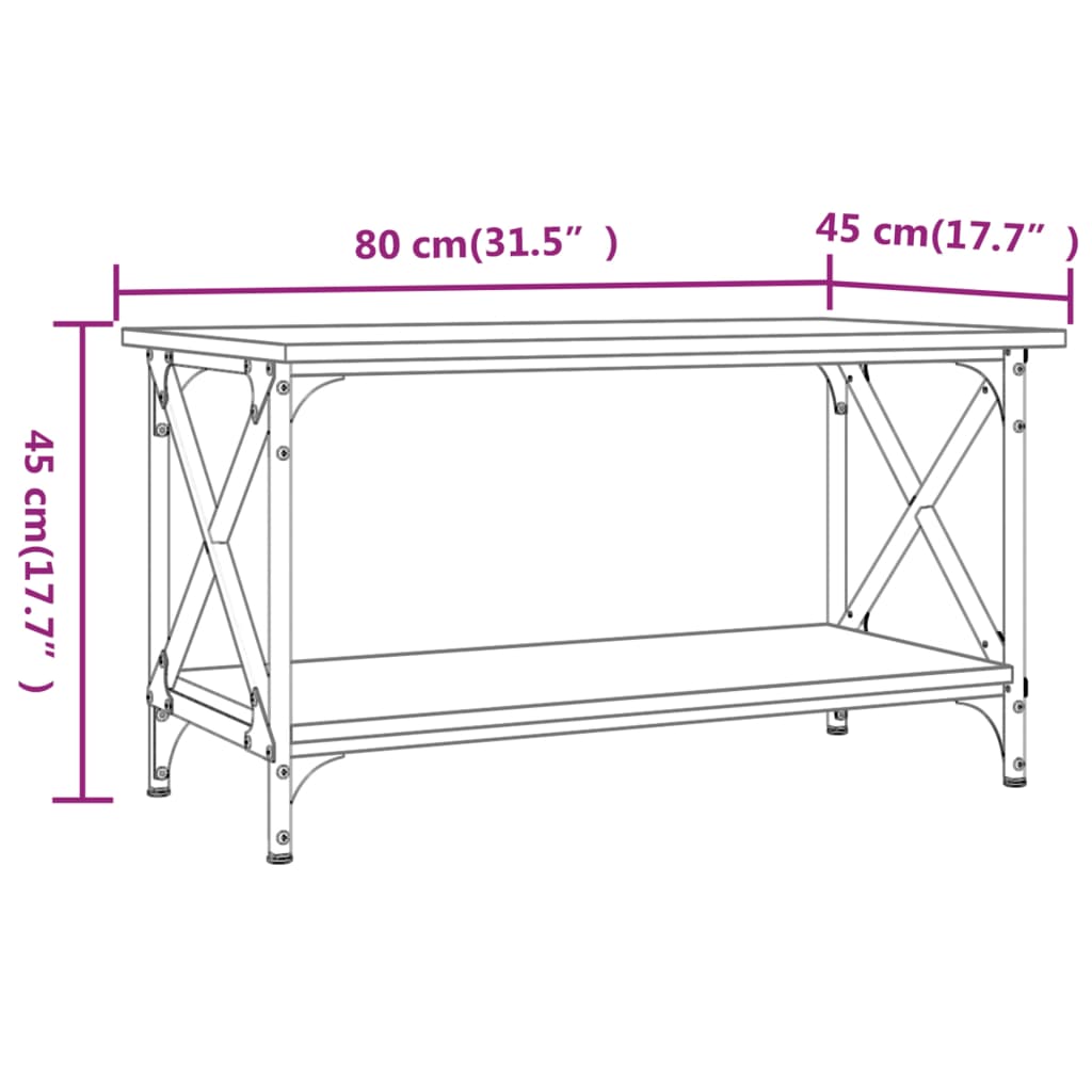 Sohvapöytä musta 80x45x45 cm ja silitysrauta